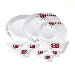 Larah by Borosil - Tiara Series, Paradise, 27 Pcs, Opalware Dinner Set
