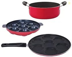 Nirlon Non-Stick 3 Piece Aluminium Gas Compatible Odor Free Cooking Es