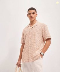 THE BEAR HOUSE Men Regular Fit Checkered Club Collar Casual Shirt