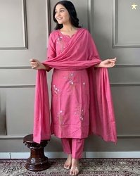 Nyrika Women Embroidered Straight Kurta with Pants & Dupatta