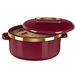 MILTON Curve 2500 Inner Stainless Steel Casserole, 2.15 litres, Maroon | BPA Free | Food Grade | Easy to Carry | Easy to Store | Chapati | Roti | Curd Maker