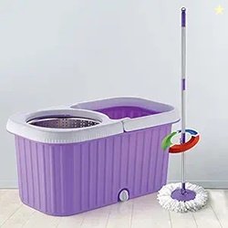 Plantex Regal Bucket Mop with Stainless Steel Wringer Basket and 2 Mic