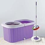 Plantex Regal Bucket Mop with Stainless Steel Wringer Basket and 2 Microfiber Refills â Floor Mopping System (Multicolor)