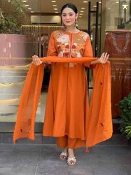 DSS FASHION Women Cotton Rayon Kurta Palazzo Attached Dupatta Set