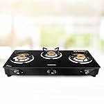 Borosil Magnum Gas Stove (Made in India) | 6 mm Toughened Borosilicate Glass Top | ISI Certified LPG Gas Stove | 360â° Revolving nozzle | High Effeciency Burner | 2 Years Warranty (3 Burner)