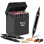 Cable World Dual Tips 48 Colors Markers Set, Art Markers for Adult Coloring Books, Artist Drawing Sketch Markers Set with Fine & Brush Tip (48 Pcs)