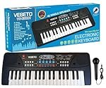 VEBETO Kids Piano Keyboard with Mic (1 Year Warranty) 37 Keys 8 Rhythms 8 Tones 6 Demos Portable Electronic Keyboard Toy Beginners Educational Songs Recording Musical Toys 2 3 4 5 Years Boys Girls