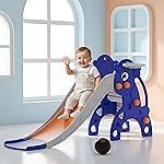 Kidsmate Unicorn Slide for Kids with Basketball Hoop | Baby Slides Indoor Outdoor Playset for Kids 2 Years+ | Safe & Sturdy Slider Toy | Fun Activity Children Sliding for Boys & Girls â Orange