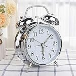 Buqaro Alloy Steel, Glass Twin Bell Edition Vintage Look With Night Led Display Table Alarm Clock ((Silver)) – Digital, 3.15 X 1.5 Inch