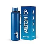 Milton Aura 1000 Thermosteel Water Bottle, 24 Hr Hot and Cold I Leak Proof Lid, ISI Certified I Vacuum Insulated I for Office, Gym, School I Dark Blue