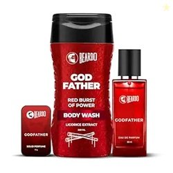 Beardo GodFather Body Wash 200ml, Solid Perfume 10g & Perfume 50ml - S