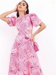 Tokyo Talkies Floral Print A-Line Midi Dress With Cut-Outs