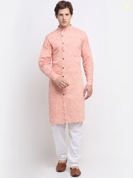 KLOTTHE Men Peach-Coloured Cotton Kurta