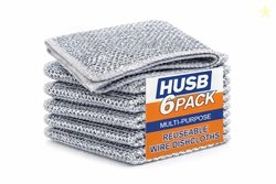 HUSB Non-Scratch Dish Wash Cloth (Pack of 6), Steel Wire Dishwashing R