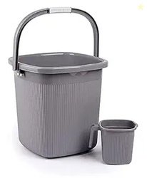 Rimmy Plastic Bucket and Mug Set (2Pcs Set) |18ltr Bucket, 1.5Ltr Mug