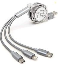 Multi Retractable 3.0A Fast Charger Cord, Multiple Charging Cable 4Ft/