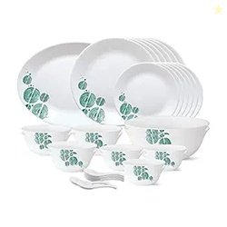 Borosil Larah - Tiara Series, Floral Woodstock, 33 Pcs, Opalware Dinne