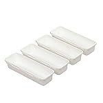 Cutting EDGE Plastic Setof 4 Interlocking Drawer Organizer for Cosmetics & Desk Storage Set, Divider or Separator Tray for Household, Kitchen & Office (White)