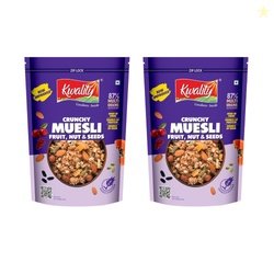 Kwality Muesli Fruit & Nut 500 g (Pack of 2) | 76% Multi Grains | No M