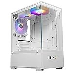 ZEBRONICS ROBUST Premium Gaming Chassis with support for mATX | Mini ITX, Wraparound Tempered Glass, 120mm Multicolor LED Ring Fans, Top Magnetic Dust Filter, 3 Fans Included (White)