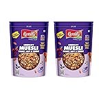 Kwality Muesli Fruit & Nut 500 g (Pack of 2) | 76% Multi Grains | No Maida | Natural Source of Vitamin & Iron | High in Protein & Fiber | Low Fat & Cholesterol | Healthy Food & Breakfast Cereal