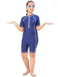 Aarika Girls Sports Wear Black-Green Colour Solid Nylon Swim Suit