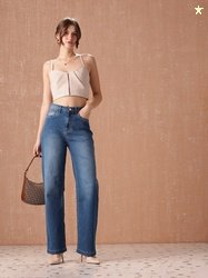 all about you Women Straight Fit High-Rise Light Fade Stretchable Jean