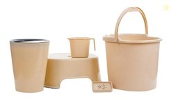 Varmora Balti Accessories Vergin Plastic Bucket Set, Beige (5 Pcs)