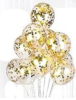 Crackles HD Pre Filled Confetti Balloons for Party Decorations Toy Balloons for Birthday Anniversary Baby Shower Bachelorette Party Decoration (Pack of 10) (Gold Confetti), Large (P-GCONFETTI-30-IP)