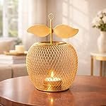 MARKET 99 Metal Apple T-Light Holder Golden | Decorative Tealight Candle Stand for Diwali, Christmas & Festive Home DÃ©cor | Elegant Tabletop Accent for Weddings, Birthdays, Parties & Gifting