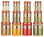 RILION Storage Container Set, 12 Pieces with Spoons, Airtight Kitchen Organiser, 1200ml/650ml/350ml, Rose Gold