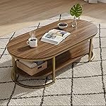 RIZIK StoresÂ® Coffee Table â Modern 2-Tier Center Table with Engineered Wooden Top & Metal Frame, Living Room Sofa Table, Elegant Cocktail Table for Home, Office, Dining (Buffer 4 pc)