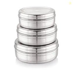 Attro Stainless Steel Puri Dabba with Lid, Food Storage Containers, Bi