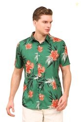 ENCIGER Mens Printed Casual Shirts Short Sleeves Button Down Tropical
