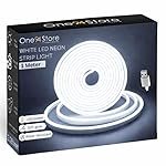 One94Store 1M LED Neon Strip Light â USB Powered Flexible Waterproof Rope Light (DC 5V) with Button Switch | Ambient Lighting for Bedroom, Home, DIY DÃ©cor, Gaming Room & Party (White)