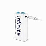Envie 9V Infinite 900mAh USB Type-C Rechargeable Battery, Fast Charging, Low Self Discharge, Ready to Use, for Smoke Alarm & Detectors, Multimeters, Microphones & Toys