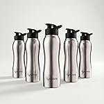 Lifelong 750ml Stainless Steel Water Bottle Pack of 5 | Leak-Proof & Durable | Easy to Clean | Odour-Free | Rust-Free Build, Secure Cap & Easy Grip | Ideal for School, Office, Travel & Gym (Silver)