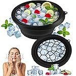 Silicone Face Bowl for Ice with Built-In Icetray, Collapsible Face Tub for Ice Bath, Facial Ice Plunge Bowl, Ice Water Facials at Home