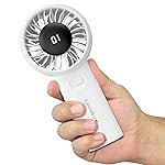 ZEBRONICS Heat Buster 200, Portable Hand Fan, Upto 12h Backup, 3600mAh Rechargeable Battery, 5 Speed Modes, Upto 5.9m/s Airflow, LED Display, for Travel, Makeup, Office, Home (White)