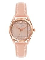 French Connection 3 Hands Pink Round Dial Leather Strap Casual Premium MOP Feature Wrist Watch for Women – FCB11PL