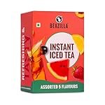 Bevzilla Iced Tea Powder Assorted 5 Flavours Pack, Ice Brew, Cold Brew, Strong and Highly Flavourful, No Artificial Ingredients, 30 Calorie Instant Ice Tea Powder, 30 GM Each Sachet x 5
