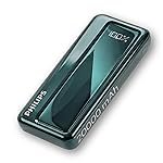 Philips 20000mAh 22.5W Fast Charging Power Bank (Deep Cyan) with Digital LED Display | Type-C & USB-A Input/Output | 3 Output Ports | Lithium Polymer | Portable for Mobile, Tablet & Earbuds