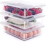 Raawan Fridge Storage Boxes (Pack of 1),Fridge Organizer with Removable Drain Plate & Lid, Stackable Portable Freezer Storage Containers Tray To Keep Fresh for Fish, Meat, Vegetables, (2500ML, 1)