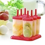 ClazKit 6 Pcs 100% Food Grade Homemade Reusable Ice Popsicle Makers Frozen Ice Cream Moulds Tray Kulfi Candy Ice Lolly Mould for Children & Adults, Plastic, 10.7 x 15.2 x 16.7 Cm