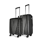 Aristocrat Polypropylene Air Pro Set of 2 Hard Luggage (55Cm and 66Cm) | Lightweight Luggage with Wheels, Secured Zip and Secured Combination Lock | Jet Black | Unisex, Spinner, Trolley Bag