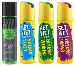Set Wet Deodorant Spray Perfume for Men, 150ml (Cool, Charm and Swag A