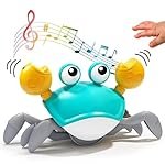 Kidology Crawling Crab Infant Tummy Time Toys for Kids | Kids Electronic Musical Light Up Toy with Automatically Avoid Obstacles Build in Rechargeable Battery, Blue
