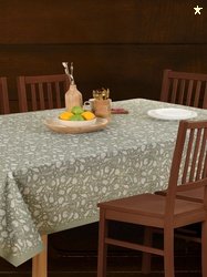 Peepul Tree Green Floral Printed Anti-Skid Cotton 6-Seater Table Cover