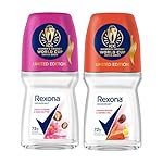 Rexona Lotus Flower & Shea Butter and Sandalwood & Jojoba Oil Antiperspirant Roll-On | for Women | Limited Edition Pack – ICC Womenâs Cricket World Cup India 2025 |50 ML (Pack of 2)