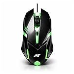 Ant Globe 12 Wired Optical Gaming Mouse – 2400 DPI High-Precision Sensor, Multicolour RGB Backlight, 4 Responsive Buttons, Ergonomic Lightweight Design for PC, Mac, Laptop & Desktop (Black)